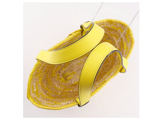 Borsa Tote piccola Loewe in rafia gialla e pelle Giallo - vista 5