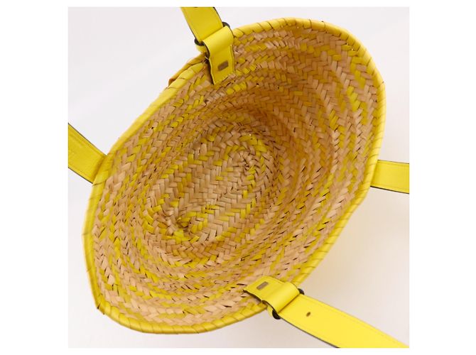 Borsa Tote piccola Loewe in rafia gialla e pelle Giallo - vista 6
