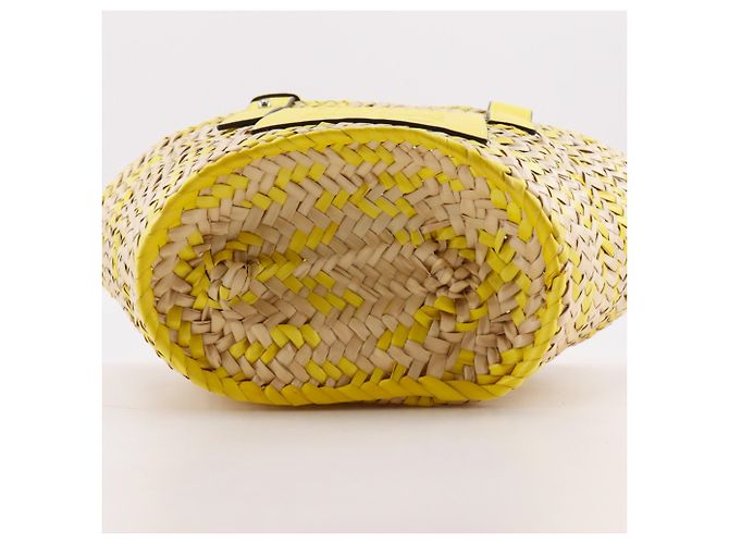 Borsa Tote piccola Loewe in rafia gialla e pelle Giallo - vista 7