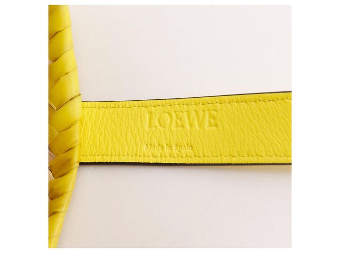 Borsa Tote piccola Loewe in rafia gialla e pelle Giallo - vista 9