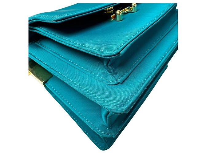 Marni Trunk Nylon Schultertasche Blau Grün - Ansicht 12