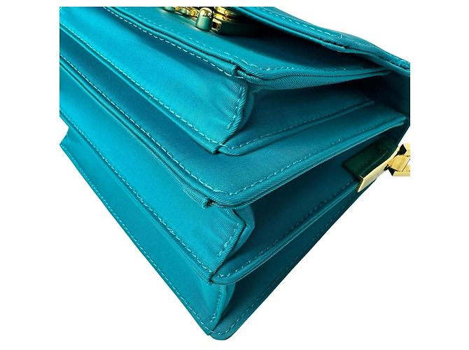 Marni Trunk Nylon Schultertasche Blau Grün - Ansicht 13