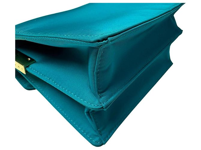 Marni Trunk Nylon Schultertasche Blau Grün - Ansicht 14