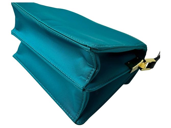 Marni Trunk Nylon Schultertasche Blau Grün - Ansicht 15