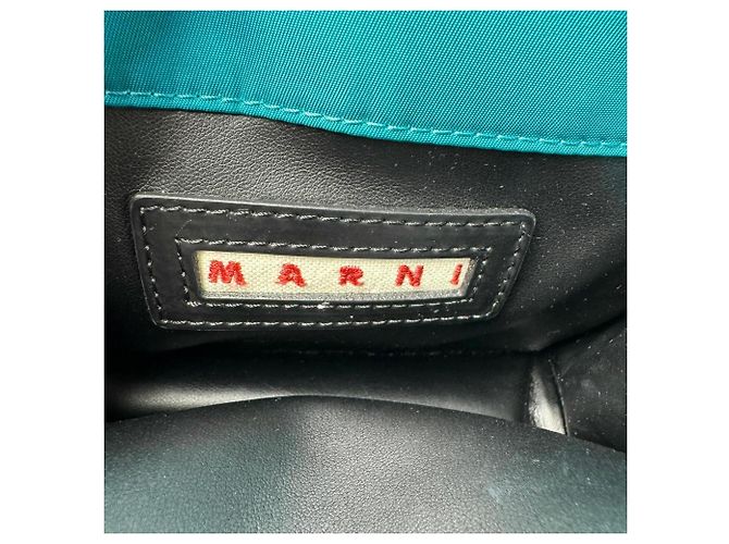 Marni Trunk Nylon Schultertasche Blau Grün - Ansicht 9