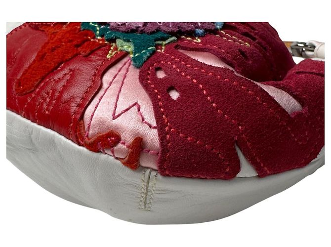 Mini borsa monospalla Coach Poppy con motivo floreale Bianco Rosso - vista 10