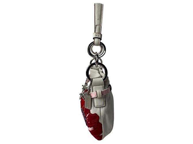 Mini borsa monospalla Coach Poppy con motivo floreale Bianco Rosso - vista 3