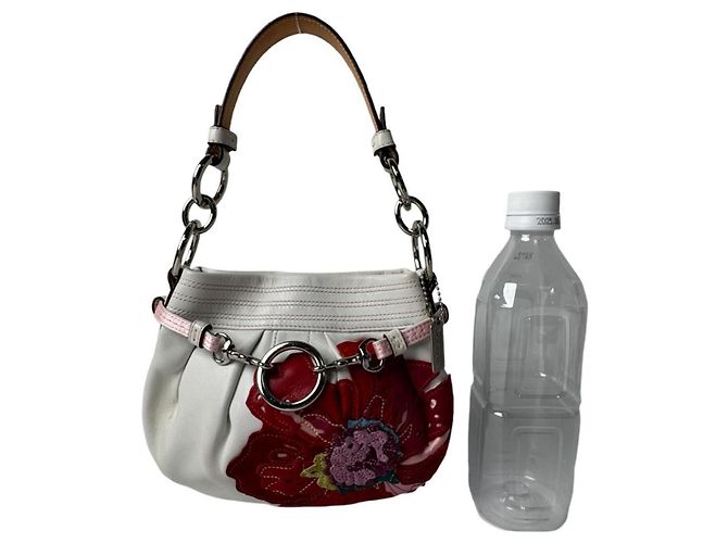 Mini borsa monospalla Coach Poppy con motivo floreale Bianco Rosso - vista 9