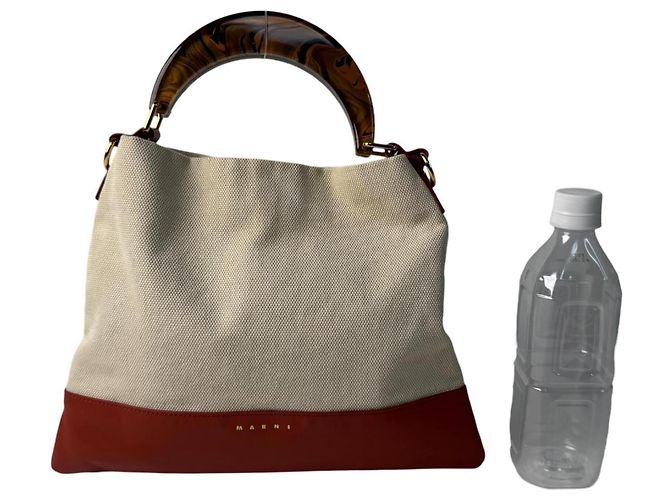 Borsa a mano 2-Way Marni Venice Canvas Rosso Beige Arancione - vista 11