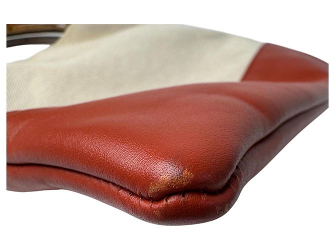 Borsa a mano 2-Way Marni Venice Canvas Rosso Beige Arancione - vista 12