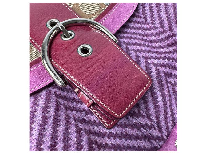 Borsa Coach Soho Tweed x Leather Porpora - vista 11