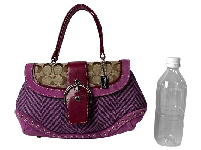 Borsa Coach Soho Tweed x Leather Porpora - vista 12