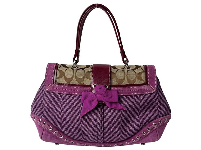 Borsa Coach Soho Tweed x Leather Porpora - vista 2