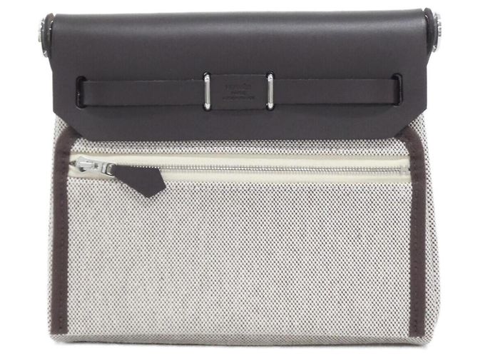 Hermès Borsa a tracolla Hermes Herbag Zip 20cm Crudo Damier ebene - vista 2