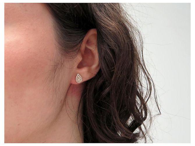 NUOVI ORECCHINI DJULA GRANDI A PERA ORO ROSA 18K 1.7GR DIAMANTI D'oro - vista 12