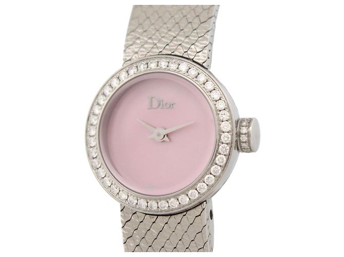 NEUE DIOR LA MINI D SATINE UHR CD040110M003 19MM STAHL DIAMANTEN QUARTZ Silber - Ansicht 3