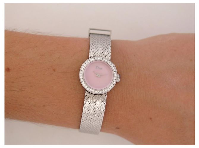 NEUE DIOR LA MINI D SATINE UHR CD040110M003 19MM STAHL DIAMANTEN QUARTZ Silber - Ansicht 4