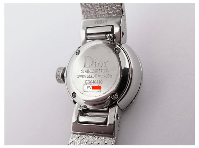 NEUE DIOR LA MINI D SATINE UHR CD040110M003 19MM STAHL DIAMANTEN QUARTZ Silber - Ansicht 8