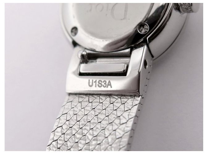 NEUE DIOR LA MINI D SATINE UHR CD040110M003 19MM STAHL DIAMANTEN QUARTZ Silber - Ansicht 9