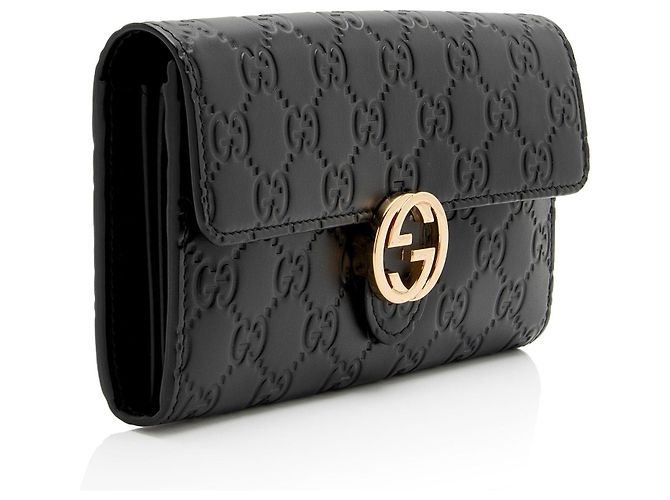 Cartera Continental Gucci Guccissima de piel con G entrelazadas Negro - vista 2
