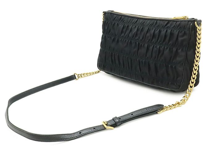 Prada Gathered Schultertasche Schwarz - Ansicht 2