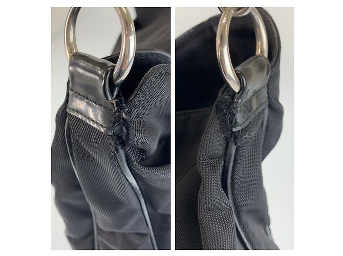 Borsa Gucci Bamboo in nylon nero - vista 5
