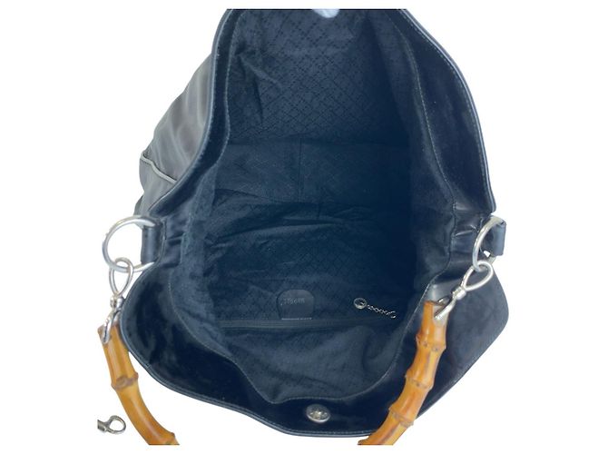 Borsa Gucci Bamboo in nylon nero - vista 9