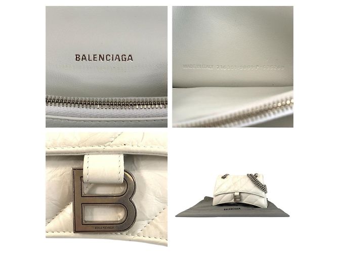 Borsa Balenciaga Hourglass Crash Chain Bag Bianco - vista 3