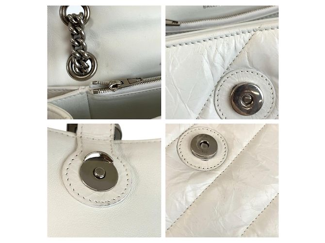 Borsa Balenciaga Hourglass Crash Chain Bag Bianco - vista 5