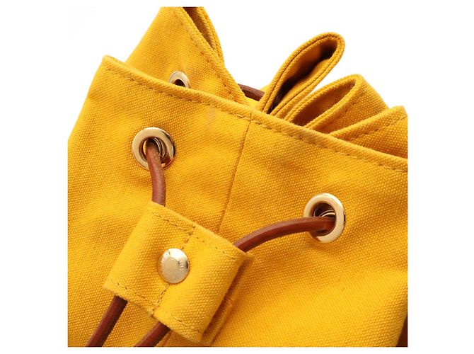 Borsa a tracolla Hermès in tessuto giallo - vista 4
