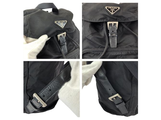 Prada Tessuto Triangle Logo Backpack Black - view 5