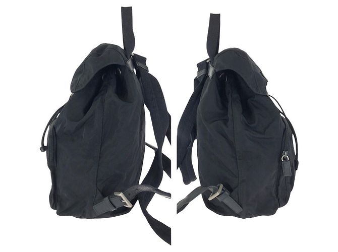 Prada Tessuto Triangle Logo Backpack Black - view 8
