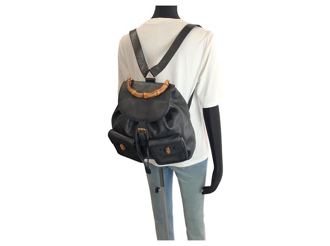 Mochila Gucci Bamboo Negro - vista 7