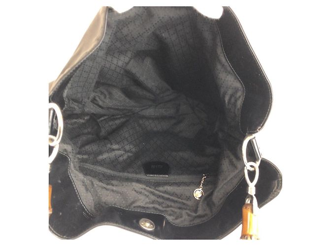 Sac à épaule Gucci Bamboo Noir - vue 9