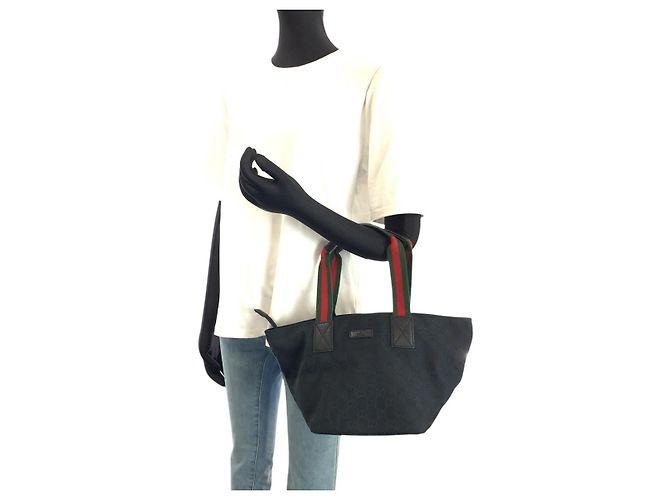Borsa Tote Gucci GG Canvas Nero - vista 5