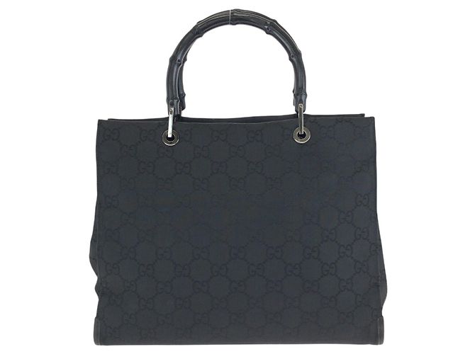 Borsa tote Gucci Bamboo in nylon nero - vista 2