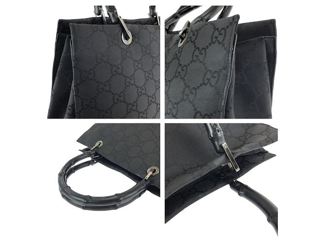 Borsa tote Gucci Bamboo in nylon nero - vista 5
