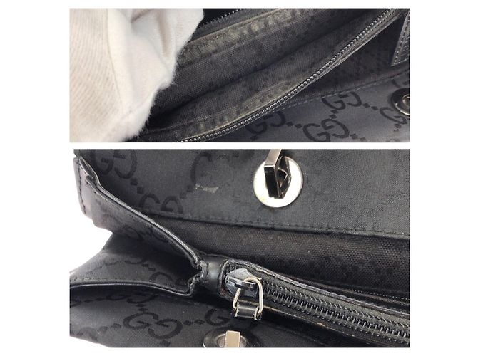 Borsa tote Gucci Bamboo in nylon nero - vista 6