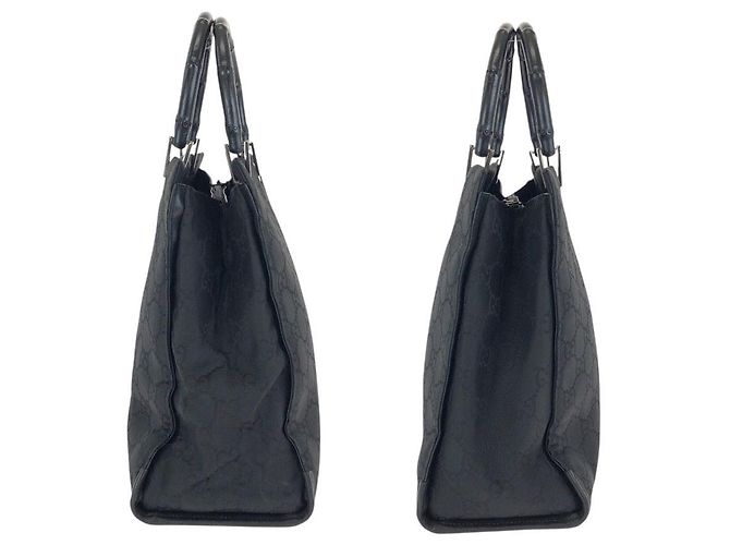 Borsa tote Gucci Bamboo in nylon nero - vista 8