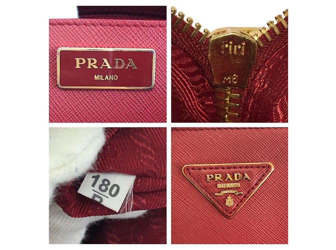 Prada Saffiano Tote mit Dreieckslogo Rot - Ansicht 4