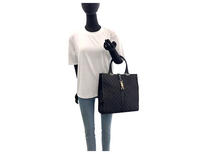 Borsa tote Gucci GG Canvas nera Nero - vista 7