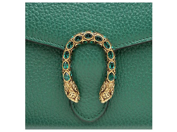 Portafoglio a catena Dionysus in pelle e cristalli Gucci Verde - vista 10