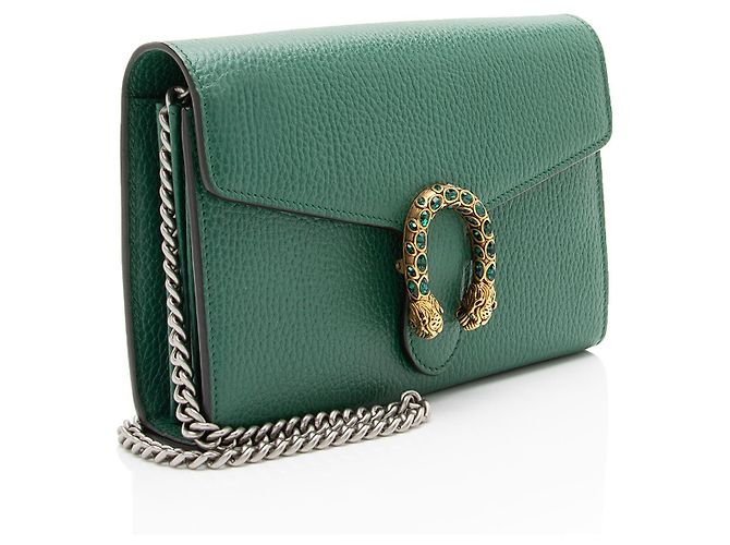Portafoglio a catena Dionysus in pelle e cristalli Gucci Verde - vista 2