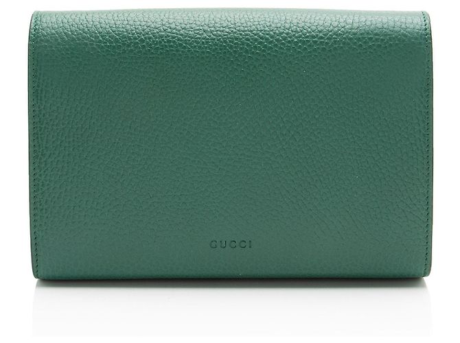 Portafoglio a catena Dionysus in pelle e cristalli Gucci Verde - vista 3