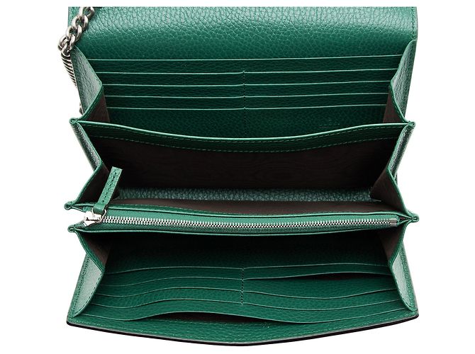 Portafoglio a catena Dionysus in pelle e cristalli Gucci Verde - vista 7