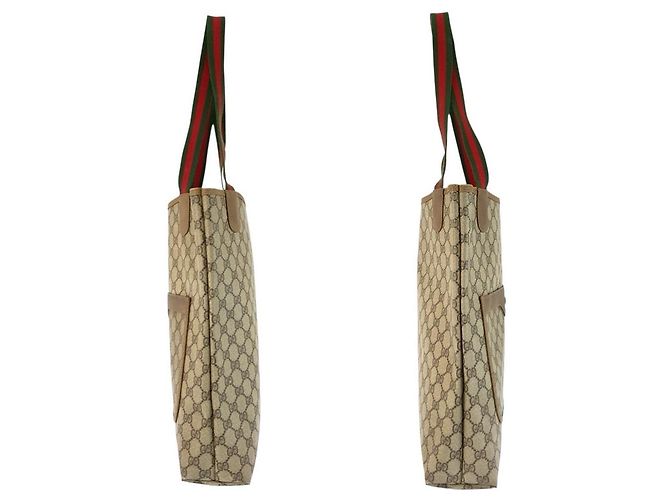 Borsa Tote Gucci GG Supreme Canvas Marrone Beige - vista 6