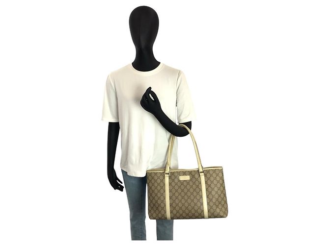 Borsa Tote Gucci GG Supreme Marrone Beige - vista 7