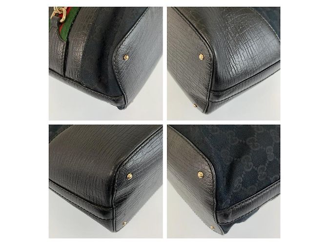 Gucci Horsebit Tote Bag Schwarz Stoff - Ansicht 4