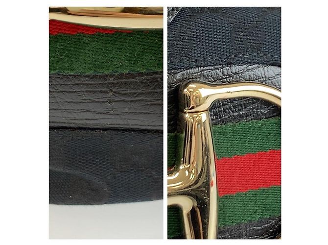 Gucci Horsebit Tote Bag Schwarz Stoff - Ansicht 5