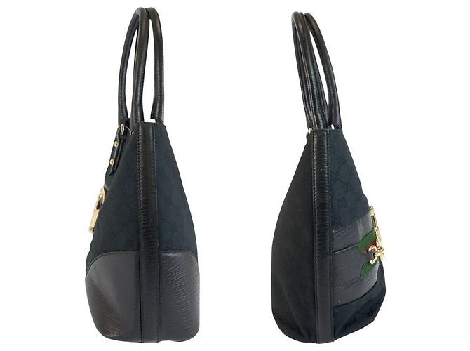 Gucci Horsebit Tote Bag Schwarz Stoff - Ansicht 7
